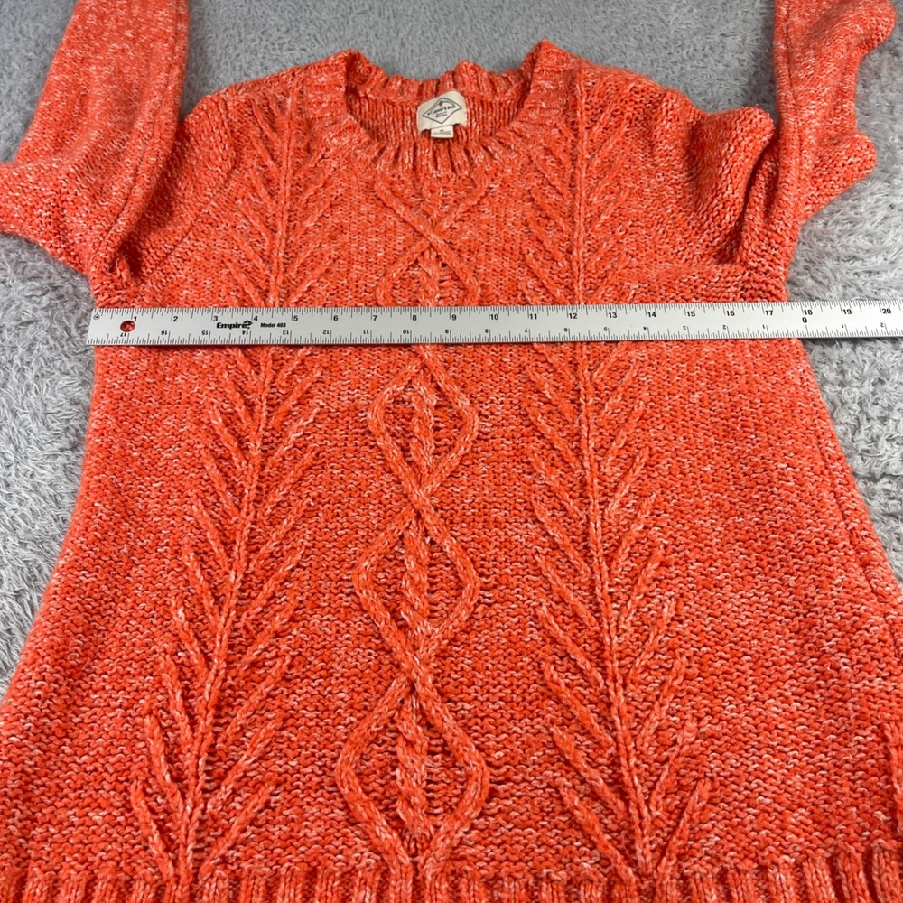 St Johns Bay Womens Orange Marled Cable Knit Sweater High Low Hem Size M - Picture 3 of 9